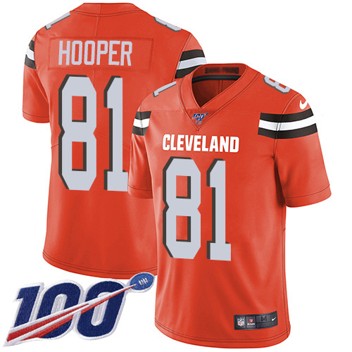 Nike Browns #81 Austin Hooper Orange Alternate Youth Stitched NFL 100th Season Vapor Untouchable Limited Jersey